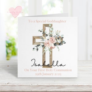 Personalised First Holy Communion Card, 1st Holy Communion Card, Granddaughter Goddaughter Daughter Niece, Religious Card For Communion