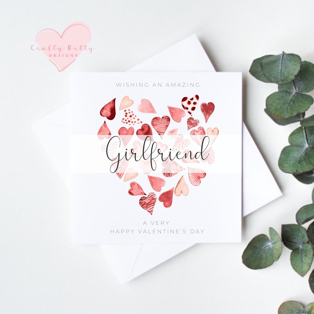 Girlfriend Valentine's Day Card, Red Heart Greetings Card, Red Heart