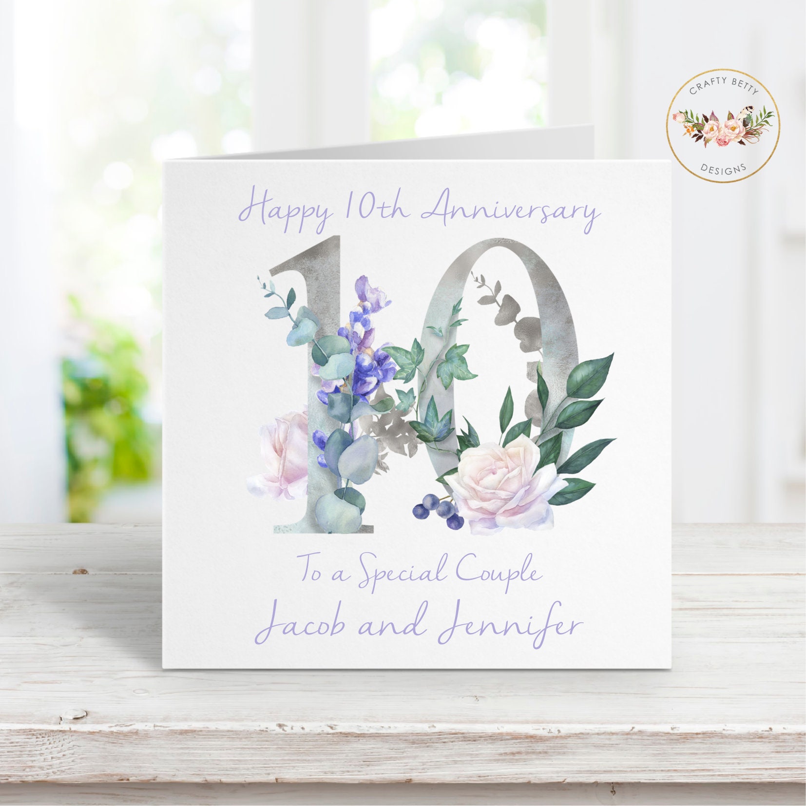 Personalised 10th Anniversary Card | 10th Wedding Anniversary Card