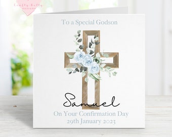 Personalised Boys Confirmation Card, Godson Son Grandson Nephew Confirmation Card, Religious Card, Religious Confirmation