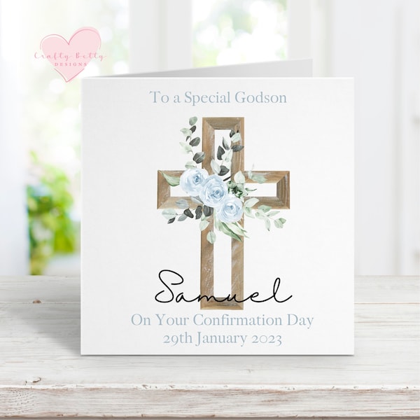 Personalised Boys Confirmation Card, Godson Son Grandson Nephew Confirmation Card, Religious Card, Religious Confirmation