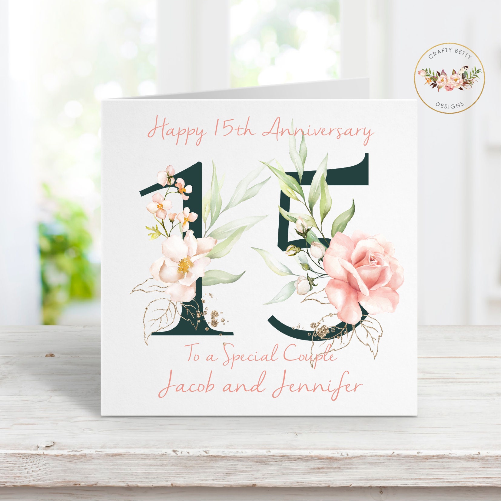 Personalised 15th Anniversary Card | 15th Wedding Anniversary Card