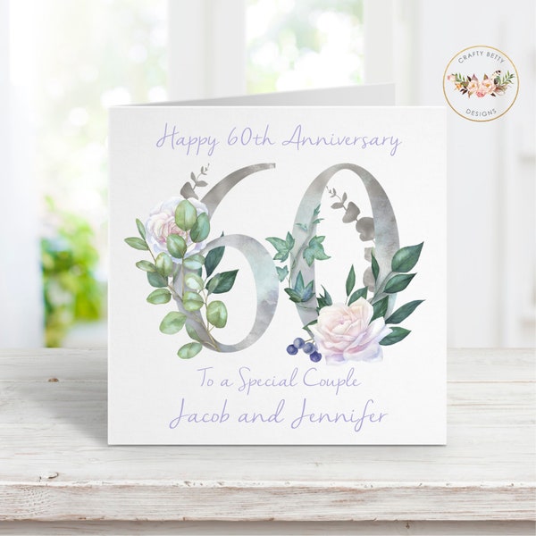 Personalised 60th Anniversary Card | 60th Wedding Anniversary Card | On Your 60th Anniversary | To You Both On Your Anniversary | 60th Anniv