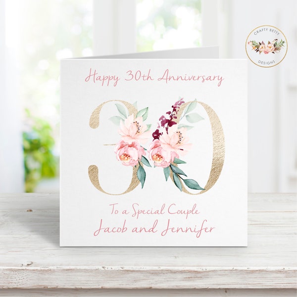 Personalised 30th Anniversary Card | 30th Wedding Anniversary Card | On Your 30th Anniversary | To You Both On Your Anniversary | 30th Anniv