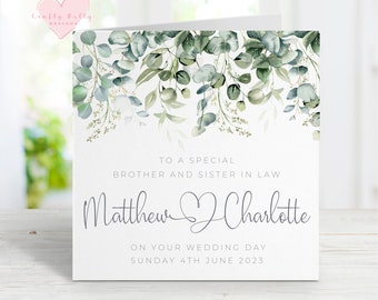 Personalised Brother and Sister in Law Wedding Card, Eucalyptus Floral,  Brother and Wife Wedding, Brother's Wedding, Floral Wedding Card