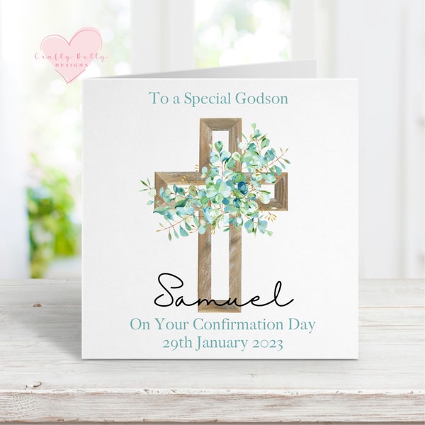 Personalised Boys Confirmation Card, Godson Son Grandson Nephew Confirmation Card, Religious Card, Religious Confirmation