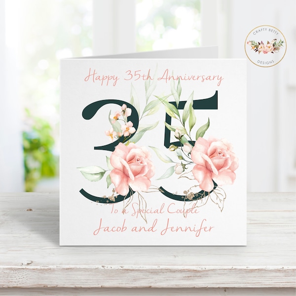 Personalised 35th Anniversary Card | 35th Wedding Anniversary Card | On Your 35th Anniversary | To You Both On Your Anniversary | 35th Anniv