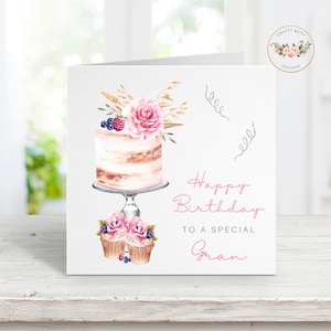 Gran Birthday Card, Birthday Card, Card To My Gran, Gran Card, Card For My Gran, Birthday Card For Gran, Pink Card, Female Card