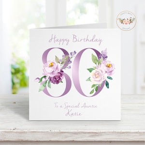 Happy 80th Birthday Card | Personalised Card | Personalised 80th Card | 80th Birthday | Personalised Birthday Card | Floral Birthday Card