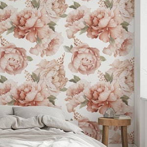 Watercolor Large Flowers, Roses, Large Floral Wall Art, Peel and Stick Wallpaper, Removable Wall Art, Garden Wallpaper #1040