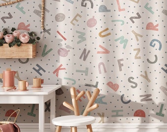 Letters Wallpaper, Kids Room Decor, Fun And Educational Wallpaper, Removable Wallpaper, Safe For Kids #686