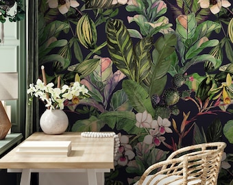 Watercolor Mangolia Wallpaper | Self Adhesive Wallpaper, Removable Wallpaper, Temporary Wallpaper, Peel and Stick Wallpaper #1460