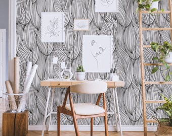 Ornate Leaves Wallpaper | Self Adhesive Wallpaper, Removable Wallpaper, Temporary Wallpaper, Peel and Stick Wallpaper #353
