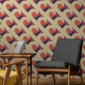 Removable Wallpaper, Groovy Wall Mural, 70s Wallpaper, Vintage Wallpaper, Peel and Stick Wall Art, Bright Wallpaper, Vinyl Wallpaper #1559