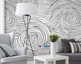 Papel tapiz con líneas en espiral / Papel tapiz autoadhesivo, papel tapiz removible, papel tapiz temporal, papel tapiz despegable y pegable n.° 214
