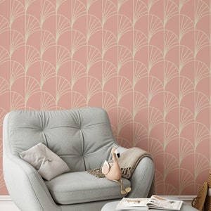 Carta da parati Art Déco Arches color rosa, carta da parati color oro rosa, carta da parati staccabile e attaccabile o tradizionale, arredamento vintage per la casa #1701