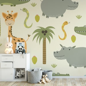 Papier peint pour enfants Animaux de safari | Papier peint auto-adhésif, papier peint amovible, papier peint temporaire, papier peint autocollant #25