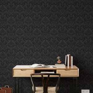 Luxury Damask Wallpaper, Black Wallpaper, Art Deco, Self Adhesive Wallpaper, Vintage Wallpaper, Peel and Stick Wallpaper, Room Decor #104