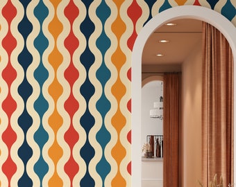 Retro 70s Wallpaper, Retro Shapes Wall Art, Colorful Wallpaper, Moody Retro Wallpaper, Vintage Wallpaper, Funky Wallpaper #1742