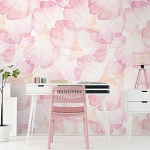 Pink Rose Petals Wallpaper, Peel and Stick Wallpaper, Removable Wallpaper, Pink Wall Art, Rose Wallpaper Home Decor, Floral Pattern #323