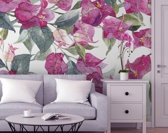 Pink Oleander Flowers Wallpaper | Self Adhesive Wallpaper, Removable Wallpaper, Temporary Wallpaper, Peel and Stick Wallpaper #146