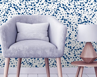 Blue Navy Dots Wallpaper | Self Adhesive Wallpaper, Removable Wallpaper, Temporary Wallpaper, Peel and Stick Wallpaper #177