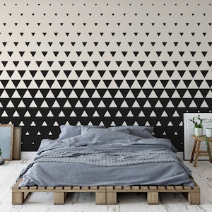 Black and White Triangles | Self Adhesive Wallpaper, Removable Wallpaper, Temporary Wallpaper, Peel and Stick Wallpaper #10