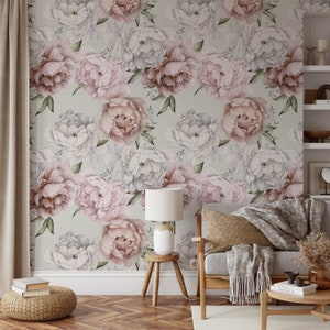 Watercolor Beautiful Bouquet Wall Art, Removable Wallpaper, Floral Wall Decor, Cute Floral Wallpaper, Peel and Stick or Temporary #1084