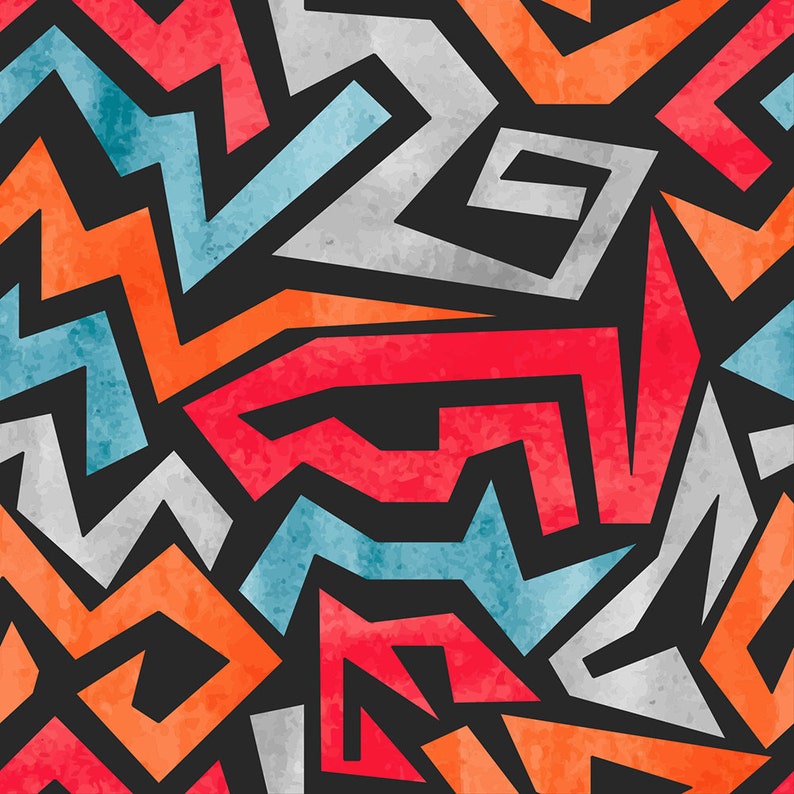 Geometric Graffiti Wallpaper Self Adhesive Wallpaper Wall | Etsy
