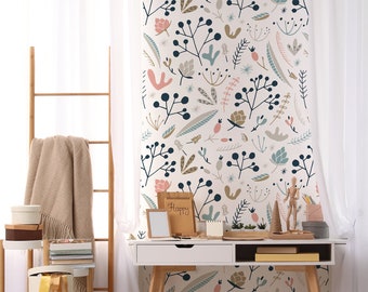 Pastel Wildwood Wallpaper, Self Adhesive Wallpaper, Removable Wallpaper, Temporary Wallpaper, Peel and Stick Wallpaper #149