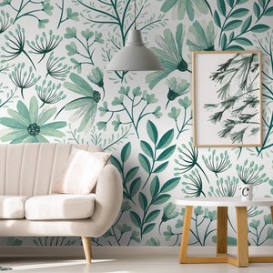 Green Meadow Wallpaper | Self Adhesive Wallpaper, Removable Wallpaper, Temporary Wallpaper, Peel and Stick Wallpaper #240