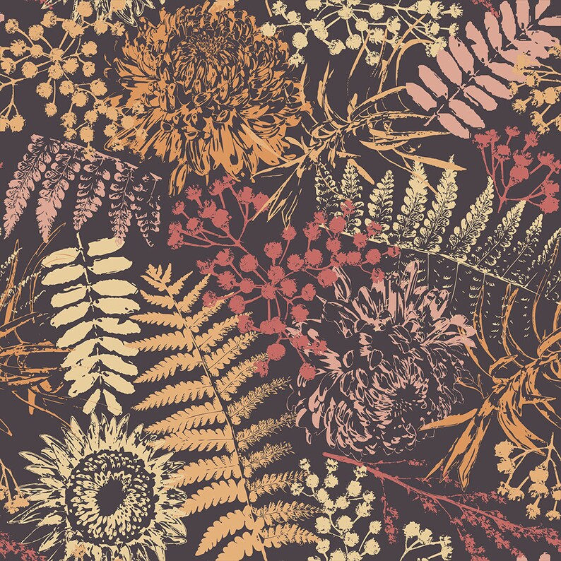 Grunge Ferns Wallpaper Self Adhesive Wallpaper Removable Etsy UK