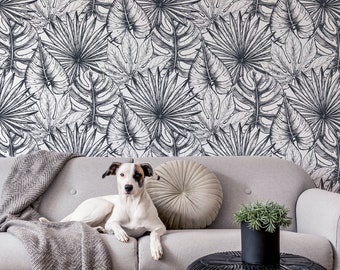 Tropical Plants Wallpaper | Self Adhesive Wallpaper, Removable Wallpaper, Temporary Wallpaper, Peel and Stick Wallpaper #145