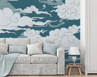 Rainy Clouds Wallpaper | Self Adhesive Wallpaper, Removable Wallpaper,  Temporary Wallpaper, Peel and Stick Wallpaper #814