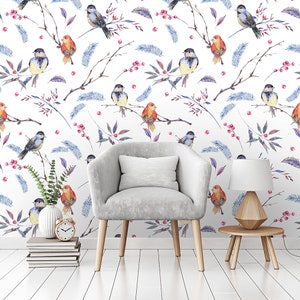 Sparrow Birds Wallpaper | Self Adhesive Wallpaper, Removable Wallpaper, Temporary Wallpaper, Peel and Stick Wallpaper #226, peel and stick