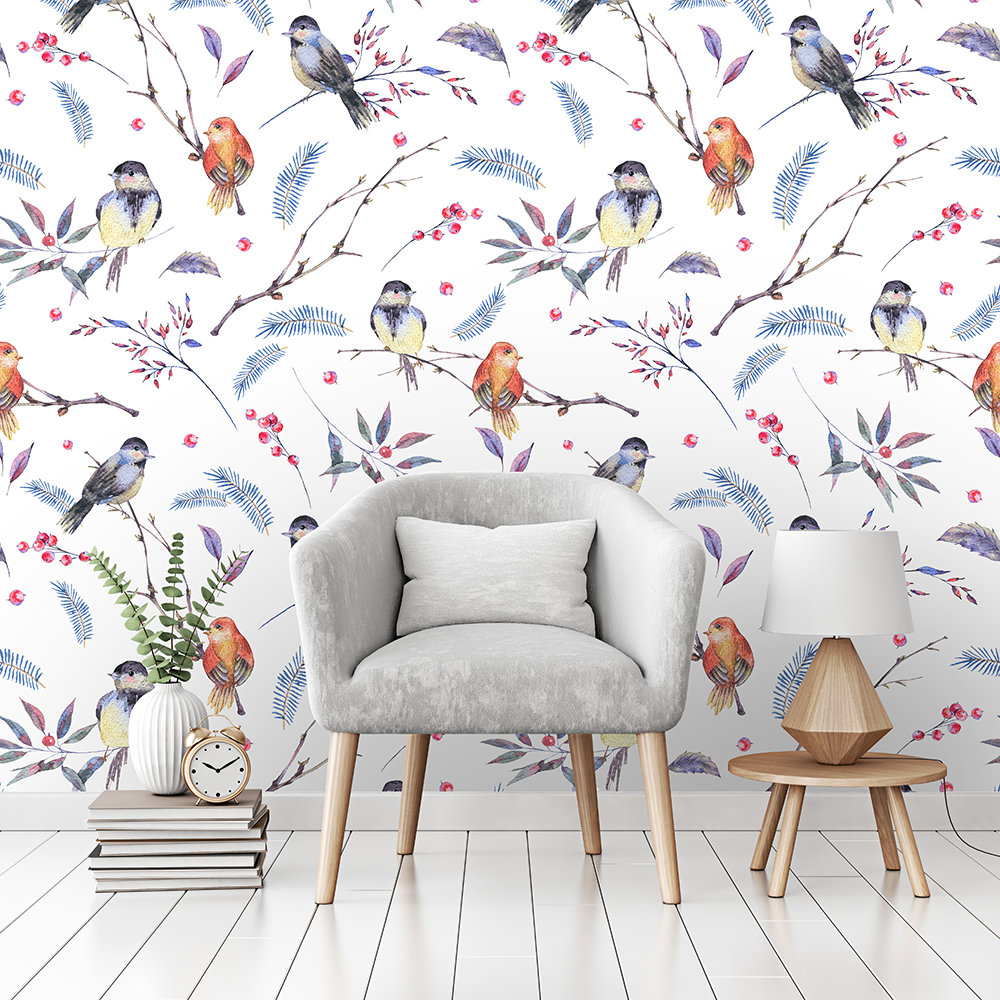 Birds Peel and Stick Wallpaper  Removable Self adhesive Traditional