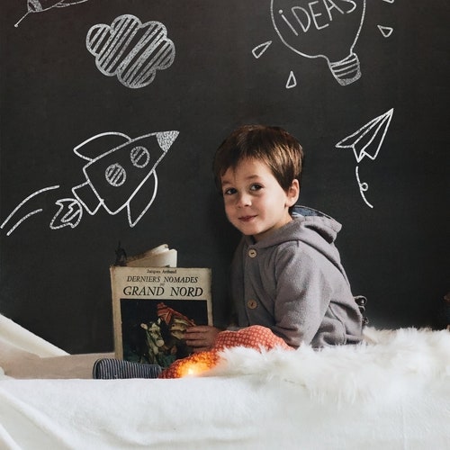 Peel and Stick Magnetic Chalkboard, Magnetic Blackboard Wallpaper, Removable Wallpaper, Kitchen Chalkboard Wallpaper, Black Wallpaper #W2