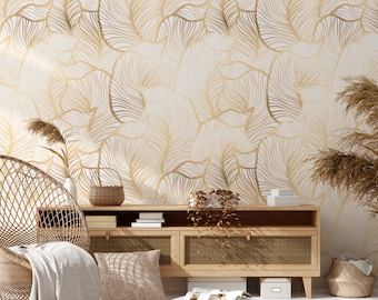 Golden Leaves Wallpaper, Self Adhesive Wallpaper, Removable Wallpaper, Peel and Stick Wallpaper, Vinyl Wallpaper, Vintage Wall Decor #20