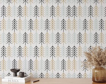 Abstract Colorful Arrows Wallpaper, Geometric Wallpaper, Industrial Wallpaper, Tree Wallpaper, Peel and Stick Removable Wallpaper #887