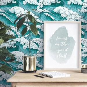 Ocean Water Waves Wallpaper | Self Adhesive Wallpaper, Removable Wallpaper,  Temporary Wallpaper, Peel and Stick Wallpaper #752