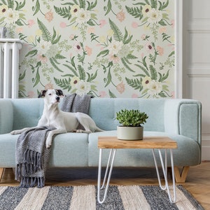 Spring Flowers Wallpaper | Self Adhesive Wallpaper, Removable Wallpaper, Temporary Wallpaper, Peel and Stick Wallpaper #125