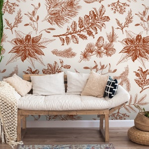 Forest Flora Wallpaper | Self Adhesive Wallpaper, Removable Wallpaper, Temporary Wallpaper, Peel and Stick Wallpaper #192