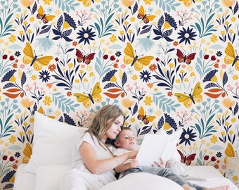 Colorful Butterflies Wallpaper Self Adhesive Wallpaper - Etsy Colorful Butterflies Wallpaper Self Adhesive Wallpaper - Etsy