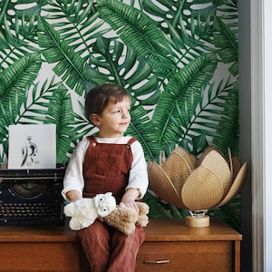 Giant Green Leaves Wallpaper | Self Adhesive Wallpaper, Removable Wallpaper, Temporary Wallpaper, Peel and Stick Wallpaper #54