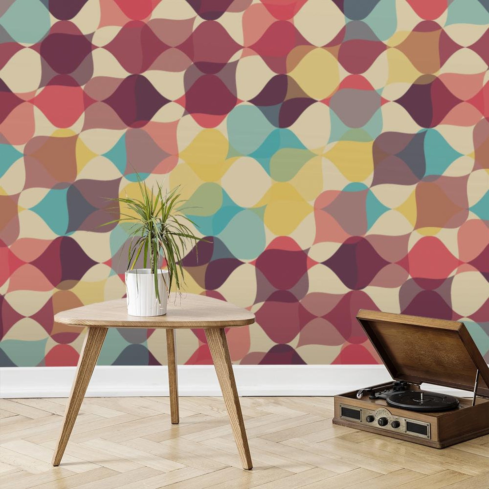Discrete Geometric Wallpaper Self Adhesive Wallpaper Etsy