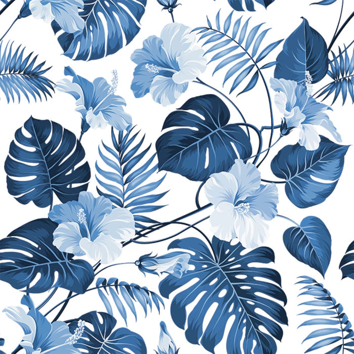 Blue Giant Monstera Leaves Wallpaper Self Adhesive | Etsy