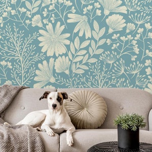 Retro Spring Floral Wallpaper | Self Adhesive Wallpaper, Removable Wallpaper, Temporary Wallpaper, Peel and Stick Wallpaper #609