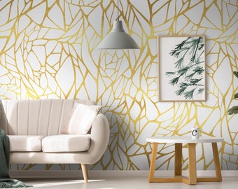 Golden Ornament Wallpaper | Self Adhesive Wallpaper, Removable Wallpaper,  Temporary Wallpaper, Peel and Stick Wallpaper  #157