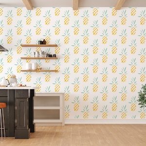 Pineapple Wallpaper, Food and Fruit Wall Art, Abstract Wallpaper, Kitchen Wallpaper, Commercial Wallpaper, Restaurant Wallpaper #327