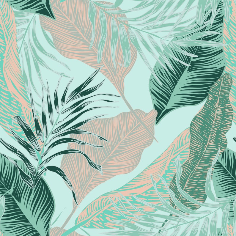 Bright Green Pastel Leaves Wallpaper Self Adhesive - Etsy